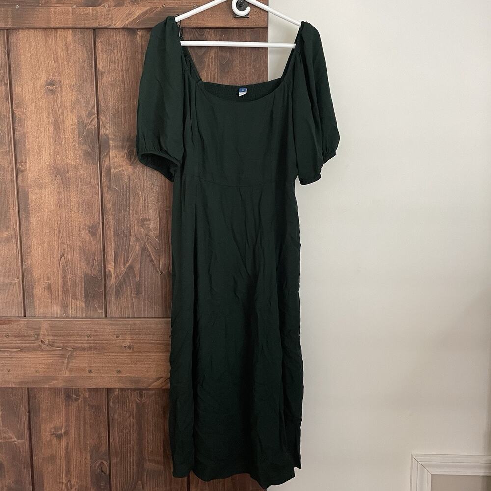 Old Navy Womens Milkmaid Midi Dress Size XL Cottagecore Forest Fairy Green Crepe